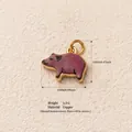 Piccolo ciondolo a forma di maiale in smalto viola in rame per collana fai-da-te - Maiale Rosa