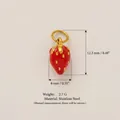 Ciondolo fragola in smalto rosso in acciaio inox placcato oro 18k raffinato - Ciondolo Fragola / 12.3x8mm