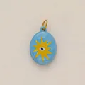 Colgante de sol y ojo turco azul en acero inoxidable chapado en oro de 18K para DIY - Colgante de Sol