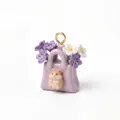 Cute purple handbag pendant featuring a mini hamster and purple floral decorations - Purple Hamster Handbag Pendant Only (Without Chain) (MTPK262510OI)