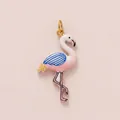 Cartoon pink flamingo enamel charm pendant with gold connector loop for jewelry making - Pendant Only / Flamingo