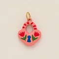 Colgante de corazón rosa de acero inoxidable con motivo de tulipán y chapado en oro para joyas - Colgante de Flor