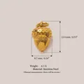 Ciondolo a forma di ghianda in acciaio inossidabile placcato oro 18K con dimensioni - Pendente pigna / 13.4x8.7mm