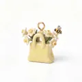 Exquisite handcrafted ceramic yellow handbag pendant with white flowers and a bumblebee - Yellow Bee Handbag Pendant Only (Without Chain) (MTPK262510OI)