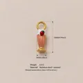 Ciondolo milkshake in smalto rosa in acciaio inossidabile con misure precise, 24 mm - Ciondolo Cono Gelato / 24x7mm