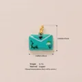 Türkisfarbener Emaille-Umschlag-Anhänger für DIY-Schmuck, Kupfer, 15x12mm Größe - 20-Blauer Umschlag