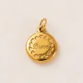Elegante ciondolo circolare in acciaio inossidabile placcato oro 18 carati con 'Brave' - 4. Coraggio (Ciondolo Rotondo) / Oro