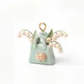 Cute ceramic mint green handbag pendant with hedgehog and lily of the valley - Fog Blue Hedgehog Handbag Pendant Only (Without Chain) (MTPK262510OI)