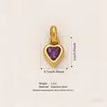 Elegant heart-shaped stainless steel pendant featuring a purple birthstone in gold finish - February Birthstone Pendant / Gold