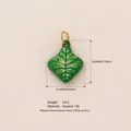 Groen geëmailleerd blad hangertje van roestvrij staal met afmetingen en gewicht - Korte Bladhanger (Dubbelzijdige Print) - Alleen Hanger (Zonder Ketting)