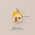 Ciondolo charm a forma di casa colorata con tetto giallo e porta arancione in acciaio - Pendente a Righe Verticali Gialle