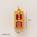 Gold-tone dice themed jewelry pendant, dimensions 1.8x0.8cm, weight 13.4g for DIY crafts - Dice Cage