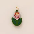 Levendige emaille bloemenhanger met groene bladeren en roze patronen 18K verguld - Roze Bloemenhanger (Dubbelzijdige Print) - Alleen Hanger (Zonder Ketting)