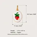Dainty strawberry pendant charm in copper with detailed dimensions and weight info - Large Strawberry Pendant
