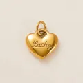 Elegante ciondolo a cuore in acciaio inossidabile placcato oro 18 carati con scritta Lucky - 8. Sogno/Fortunato (Ciondolo a Cuore) / Oro