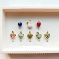 Pastoral style jewelry charms collection with duck strawberry and heart lockets in gold - 11 Blue Ball Pendant