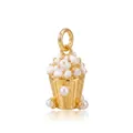 Exquisite macro detail of a gold-plated popcorn ice cream pendant with white pearls - Popcorn Pendant