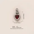 316 stainless steel heart pendant featuring a faceted red birthstone for DIY jewelry making - January Birthstone Pendant / Steel