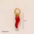 Pendente peperoncino rosso in acciaio inossidabile placcato oro 18 carati con dimensioni - Ciondolo a Forma di Peperoncino Rosso / 10x2mm