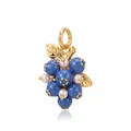 Close-up of a blueberry cluster pendant with blue beads and pearls in gold finish - Blueberry Pendant