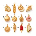 12-Piece stainless steel 18K gold plated food and bakery charms set - Donut Pendant (3)