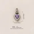 Purple heart-shaped birthstone pendant crafted in polished stainless steel for DIY jewelry making - June Birthstone Pendant / Steel