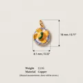 Handmade citrus fruit themed enameled copper charm pendant with 18K gold plating for jewelry - No. 6 Mandarin Orange Pendant