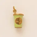Elegante ciondolo a tazza di matcha in acciaio inossidabile placcato oro 18 carati - Matcha Cup Pendant / Oro/Verde