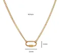 Collana a catena placcata in oro 18 carati con pendente a moschettone, lunghezza 40+5cm - Catena a Graffetta con Moschettone Ovale Piccolo (Oro) / Oro