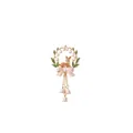 Detailed close-up of a floral wreath pendant with a cute deer and pink bow charm - May Flower Pendant