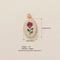 Vintage pastoral rose oval copper pendant charm with gold plating and dimensions - Red Rose (7)