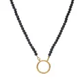 Minimalist black faceted bead necklace with 18K gold circular ring clasp detail - Black Bead Buckle Ring Chain