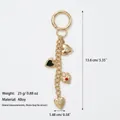 Vintage gold-tone alloy heart keychain bag charm shown with size specifications - Four-Heart Combination Style / Heart Charm