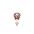 Exquisite enamel floral wreath pendant featuring a bird, red bow, and tassel chains - November Flower Pendant