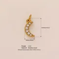 Elegante ciondolo a mezzaluna placcato oro 18 carati in acciaio inox con cristalli - Ciondolo Luna con Strass / Oro