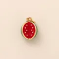 Ciondolo a forma di anguria in acciaio inossidabile placcato oro 18K per gioielli fai-da-te - Pendaglio di Anguria / Oro/Rosso/Verde