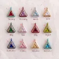 Triangle birthstone pendants in 12 colors with enamel borders and crystals - Triangle Birthstone Pendant / January / Dark Red
