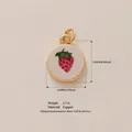 Strawberry pattern round pendant in gold finish copper for jewelry making - Round Strawberry Pendant