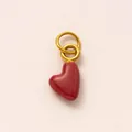 Élégant pendentif coeur rouge avec anneau en acier doré pour création de bijoux DIY - Pendentif Cœur Janvier / Rouge