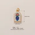 Rose flower vase pendant in copper and enamel with 18K gold plating for jewelry making - Blue Vase Rose Pendant