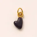 Pendentif cœur violet foncé avec anneau en acier inoxydable doré pour création de bijoux DIY - Pendentif Cœur Février