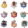 Juego de 9 colgantes de perros con gafas de sol en flotadores de piscina temáticos - Pendant Only (Without Chain) / 1 Flotador Pato Amarillo Colgante Beagle