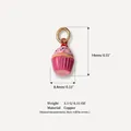 Small pink cupcake dessert pendant charm made of copper for DIY jewelry and necklaces - Pink Cake Pendant