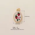 Pastoral style strawberry and flower copper pendant with dimensions and weight info - Oval Strawberry Style (23) / 1 Piece / Red