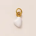 Pendentif cœur blanc élégant avec anneau en acier inoxydable doré pour bijoux DIY créatifs - Pendentif Cœur Avril