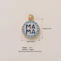 Round copper MAMA charm pendant with blue polka dots for jewelry making, 18mm size - Blue Round MAMA Style (25) / 1 Piece / Blue