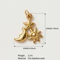 Elegante ciondolo sole luna stella in acciaio inox placcato oro 18K per gioielli DIY - Pendaglio Stella Sole Luna