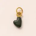 Élégant pendentif en forme de cœur vert foncé avec anneau en acier doré pour bijoux DIY - Pendentif Cœur Mai