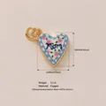 Heart-shaped pendant charm with floral Mom design and specific dimensions info - Blue Heart Mom Style (28) / 1 Piece / Blue