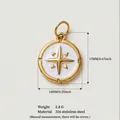 Ciondolo stella bussola in acciaio inossidabile placcato oro 18K con smalto bianco - Pendaglio Bussola Stella